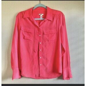 J. Crew womens 100% Silk Blythe Blouse button up long sleeve orange sz 2